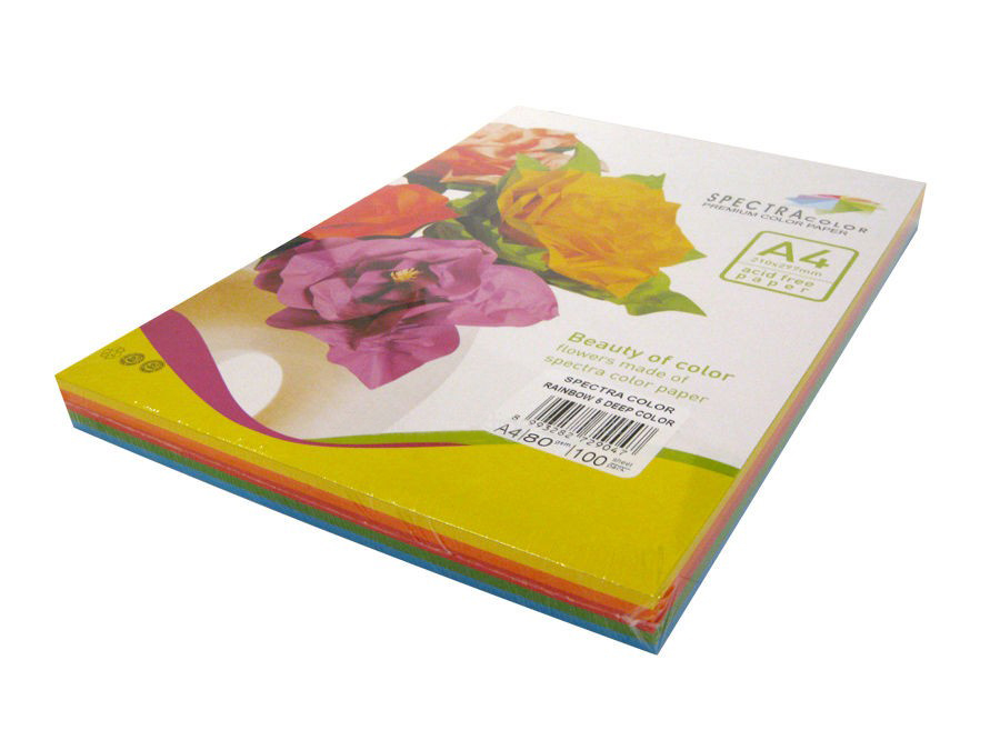 Папір кольоровий А4 100 аркушів на 5 кольорів 80 г/м2, інтенсив мікс, SPECTRA COLOR