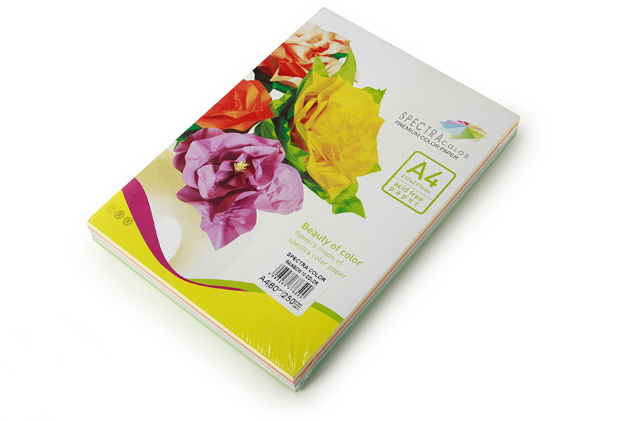 Папір кольоровий А4 250 аркушів на 10 кольорів 80 г/м2, супер мікс, SPECTRA COLOR