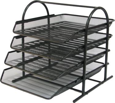 Лоток «Сітка» горизонтальний металевий на 4 відділення чорний 350х295х340 мм, ТМ Leader