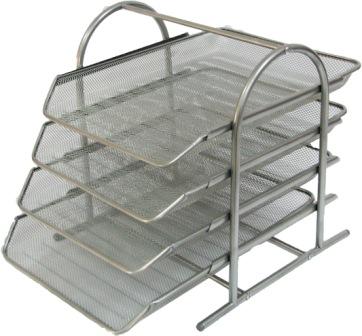 Лоток «Сітка» горизонтальний металевий на 4 відділення срібний 350х295х340 мм, ТМ Leader