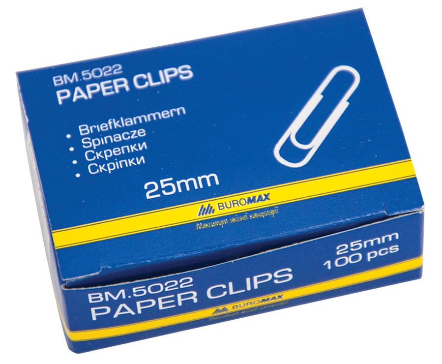 Скріпки нікельовані круглі 25 мм, 100 шт., ТМ JOBMAX