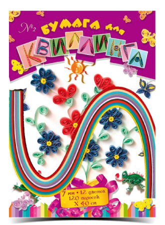 Папір для квілінгу №02 на 12 кольорів товщиною 7 мм та довжиною 420 мм, ТМ Рюкзачок