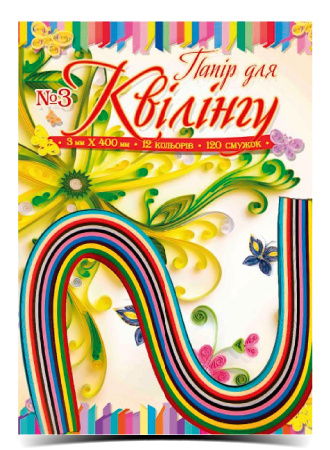 Папір для квілінгу №03 на 12 кольорів товщина 3 мм та довжиною 420 мм, ТМ Рюкзачок