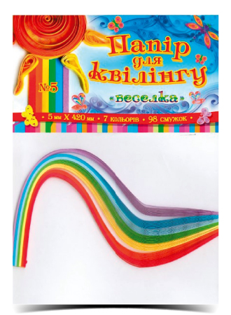 Папір для квілінгу №05 на 7 кольорів товщиною 5 мм та долвжиною 420 мм, ТМ Рюкзачок