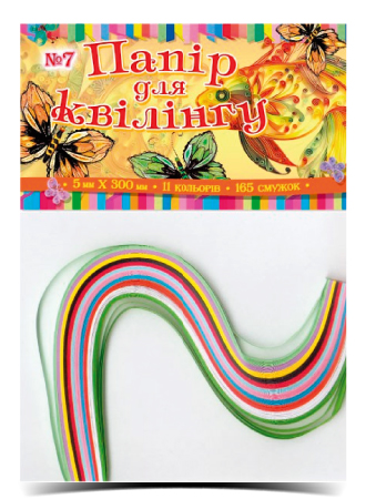 Папір для квілінгу №07 з 11 кольорів товщиною 11,5 мм, довжина 300 мм, ТМ Рюкзачок