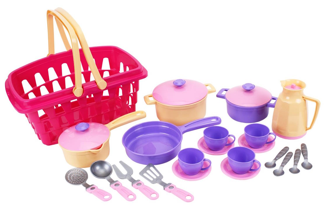 Набір посуду «Столовий» з 25 предметів, у кошику 36х26,5х18 см, ТМ Технок