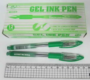 Ручка гелева з грипом зелена, ТМ Tianjiao