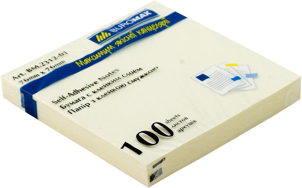 Блок паперу клеєний 76х76 мм 100 аркушів жовтий, ТМ Buromax