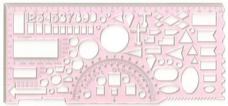 Лінійка «Офіцерська», 20 см, прозорий пластик, в асортименті