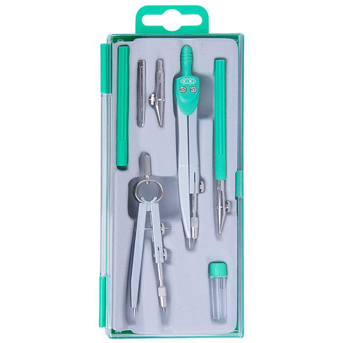 Готовальня із 7 предметів, зелена, ZiBi