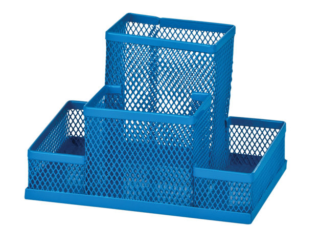 Органайзер настільний «Сітка» 150х100х100 мм на 4 відділення металевий, синій,ТМ ZiBi