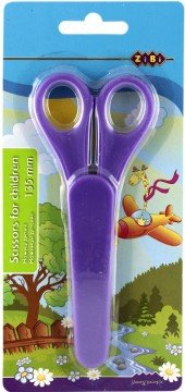 Ножиці дитячі 13,5 см, з лінійкою, в чохлі, фіолетові, TM ZiBi