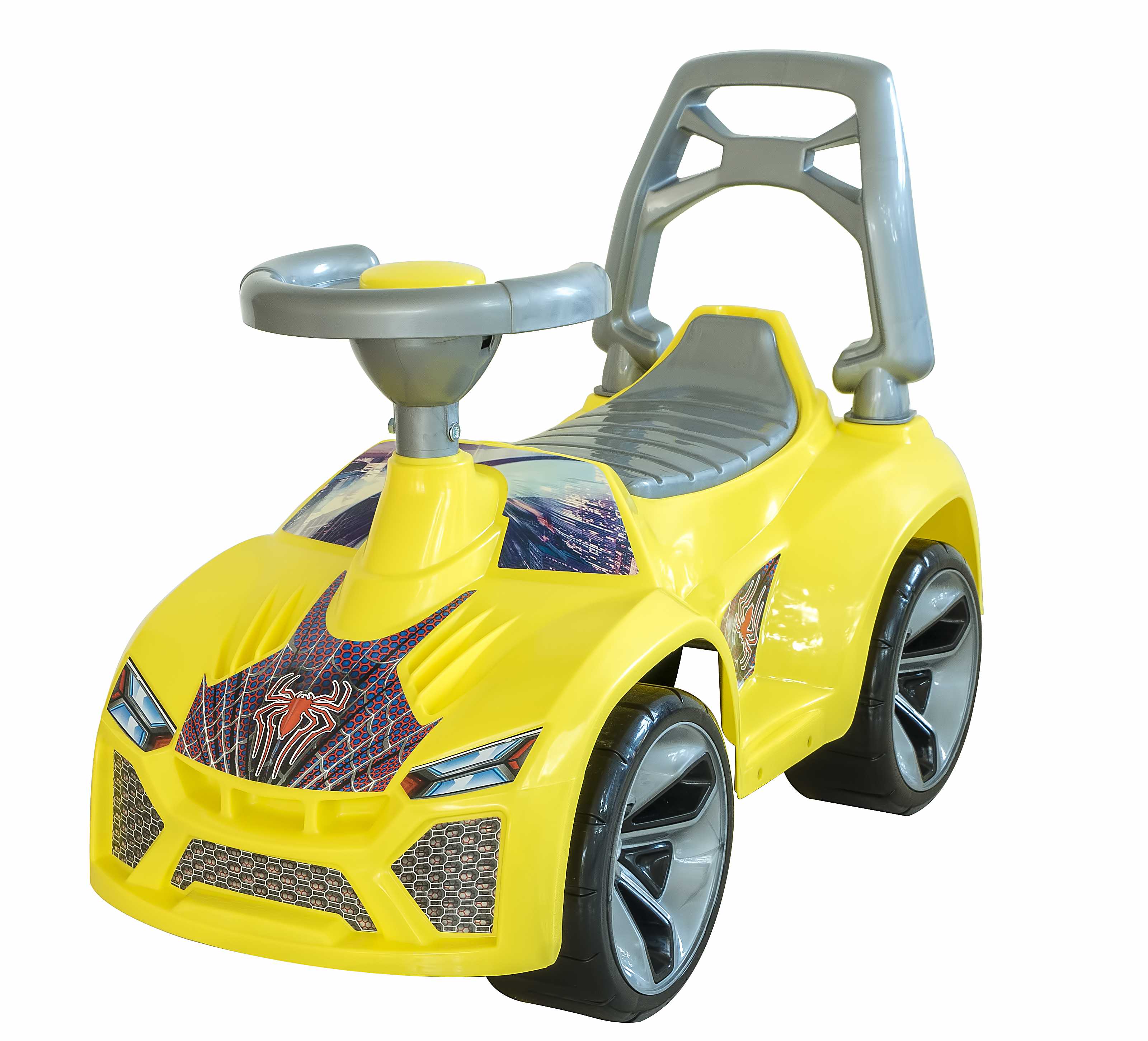 Машина для катання «Ламбо» 70х28х45 см лимонна з максимальним навантаженням до 30 кг, ТМ Оріон