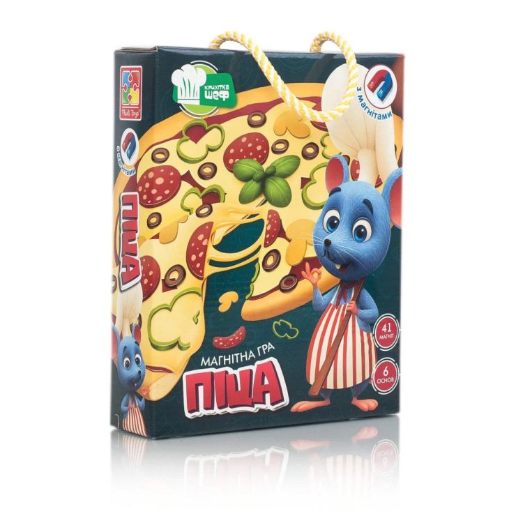 Гра настільна «Піца» з 6 оснвних полів та 41 магніта, у коробці 18х5х22,5 см, ТМ Vlady Toys