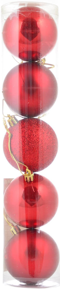 Набір новорічних кульок d 6 cм червоних, 5 шт. в упаковці, ТМ Yes