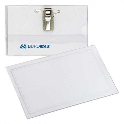 Бейдж-ідентифікатор горизонтальний з кліпом та шпилькою, 90х55 мм, TM Buromax