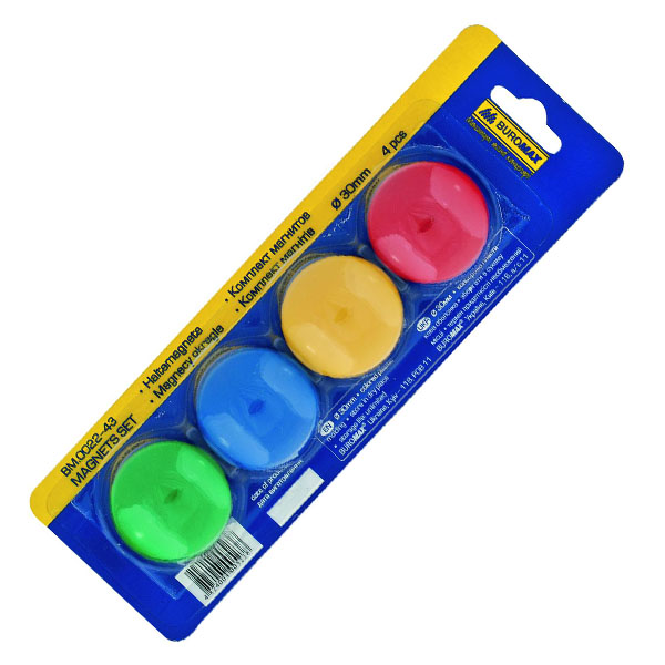 Комплект магнітів з 4 шт по 30 мм, ТМ Buromax