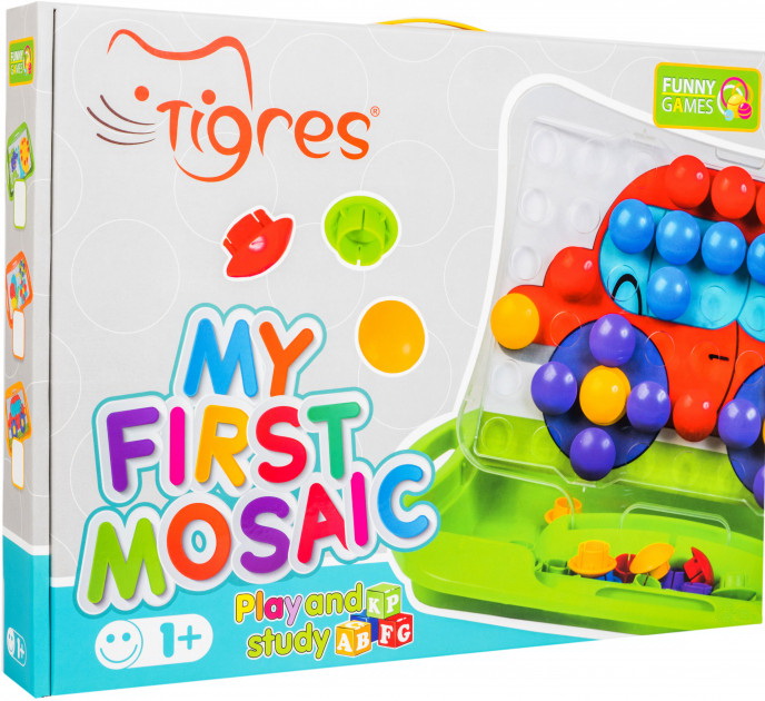 Мозаїка «Моя перша мозаїка» для самих маленьких з великими вкладками на 54 елементи, у коробці 33х42,5х6 см, ТМ Тигрес