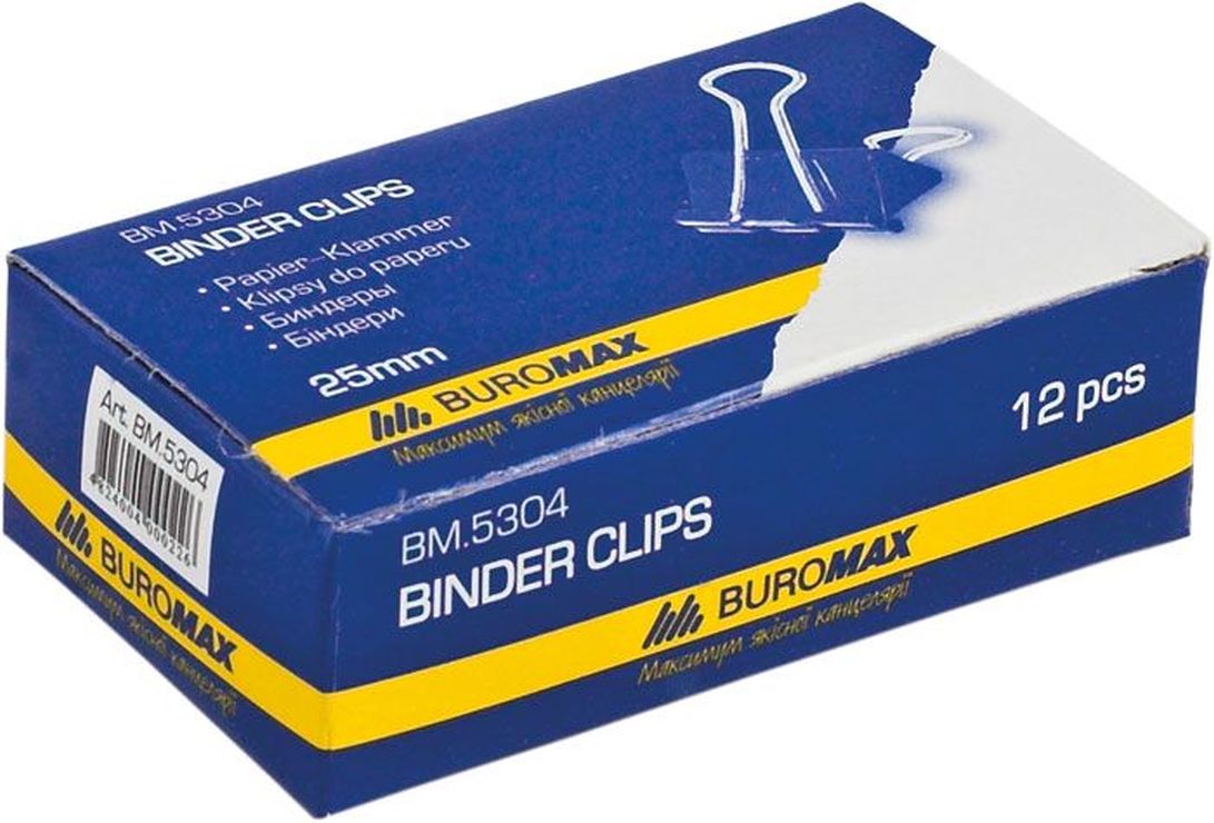 Біндери для паперу 19 мм, 12 шт., ТМ JOBMAX