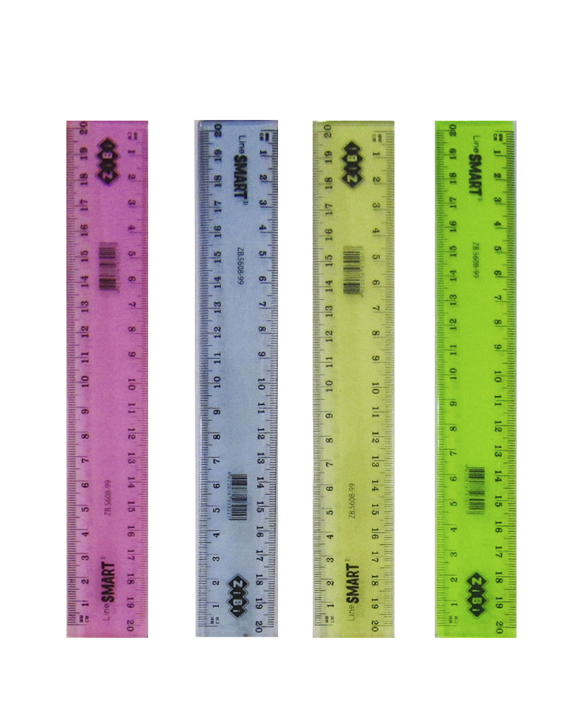 Лінійка 20 см пластикова тонована, в асортименті, ТМ ZiBi