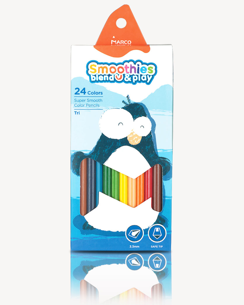 Олівці «Smoothies b&amp» трикутні суперм'які на 24 кольори, ТМ Marco