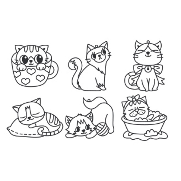 Набір трафаретів Sun Deco «Кошенята» пластикових з 6 одиниць, Amos