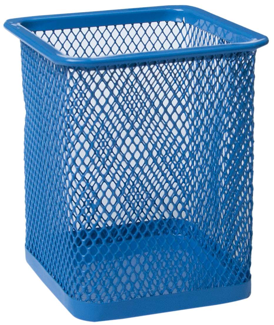 Підставка для ручок «Квадратна» 8х8х9,5 см металева, синя, ТМ Buromax