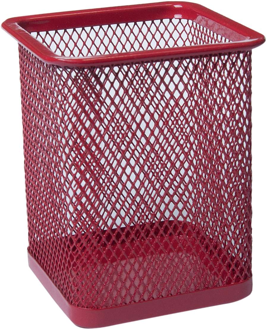 Підставка для ручок «Квадратна» 8х8х9,5 см металева, червона, ТМ Buromax