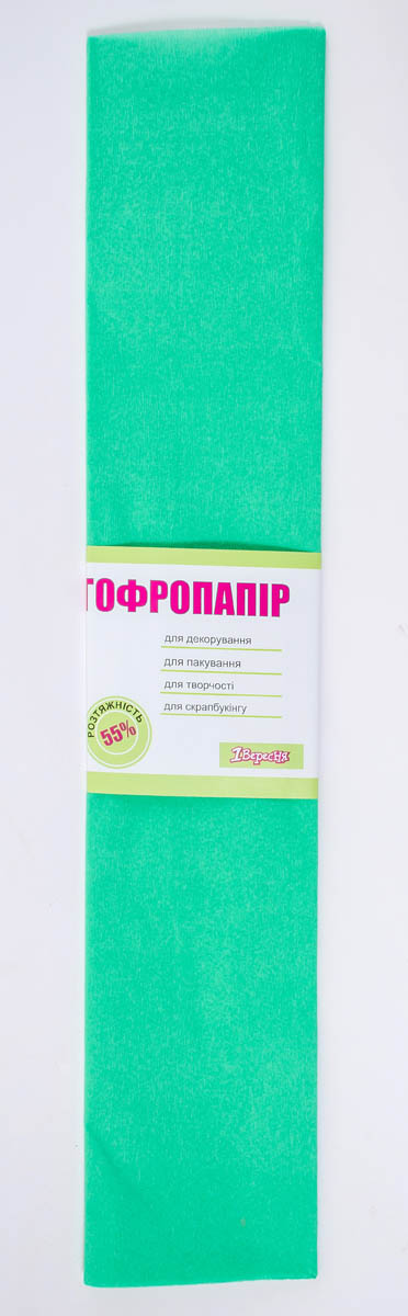 Гофро-папір 55 % 50х200 см блідо-зелений, ТМ 1 Вересня