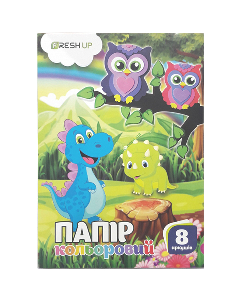 Кольоровий папір А4 8 аркушів на 8 кольорів, ТМ Fresh UP