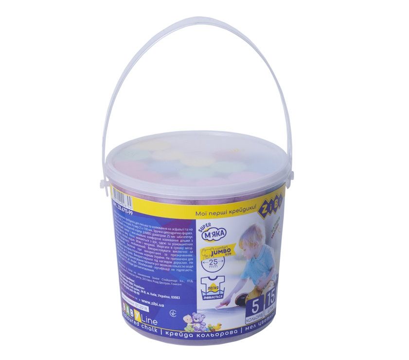 Крейда кольорова з 15 шт на 5 кольорів JUMBO, у відрі, BABY Line