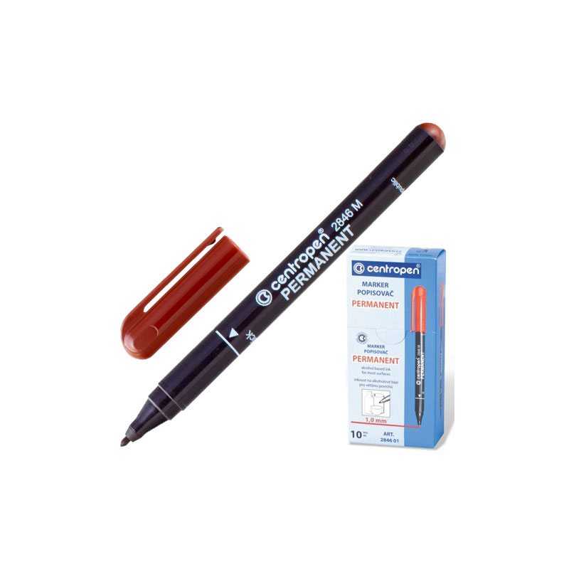 Маркер перманентний круглий тонкий 1 мм, коричневий, ТМ Centropen