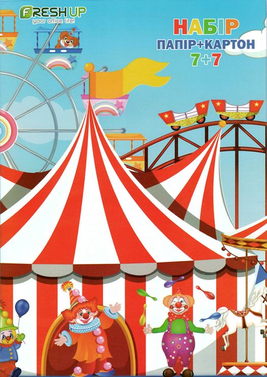 Набір кольорового паперу та картону «7+7», А4, 14 аркушів, 7 кольорів, ТМ Fresh Up