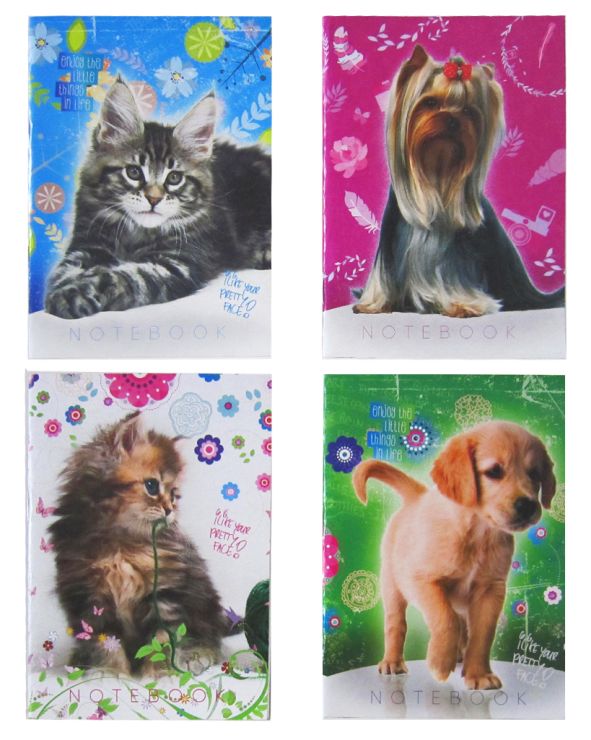 Нотатник А6 32 арк., на скобі, клітинка, офсет, серія «Собаки + Коти» ТМ Рюкзачок