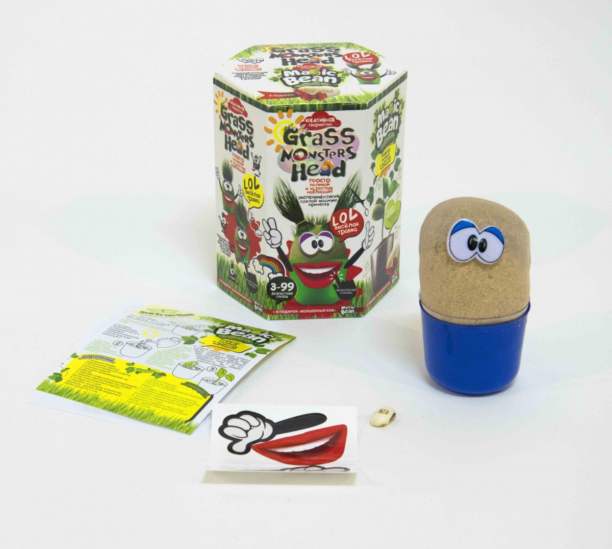 Набір креативної творчості «GRASS MONSTERS HEAD», в асортименті, у коробці 11,5х10х14 см, ТМ Данко Тойс