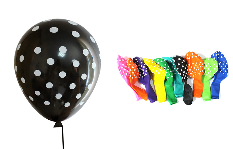 Кульки повітряні 12 см в горошок, в асортименті, 100 шт в упаковці