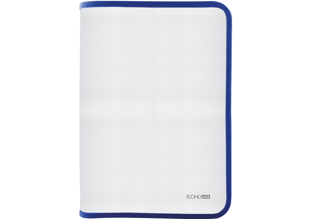 Папка-пенал на блискавці А4 прозора з фактурою «тканина», синя, ТМ Economix