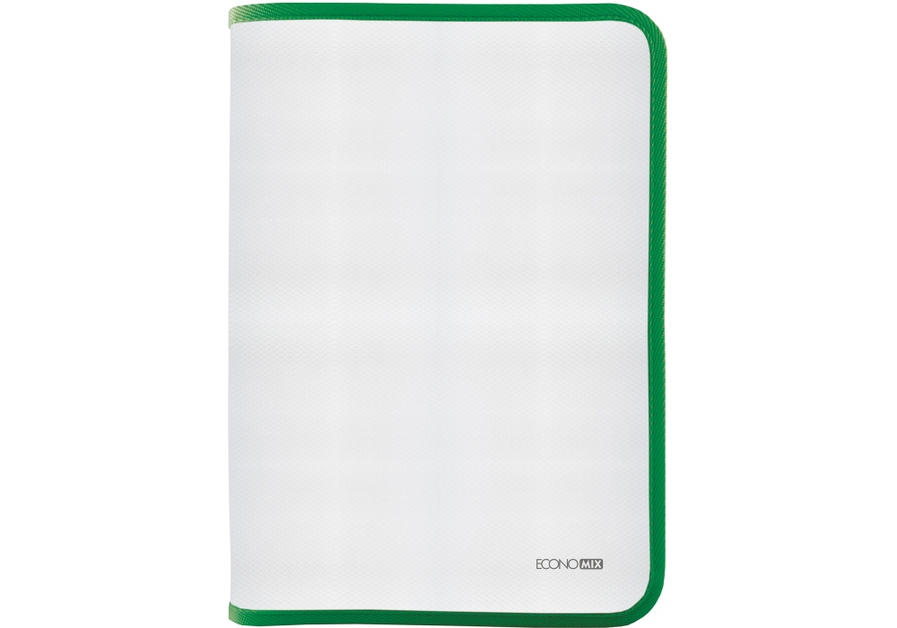 Папка-пенал на блискавці А4 прозора з фактурою «тканина», зелена, ТМ Economix