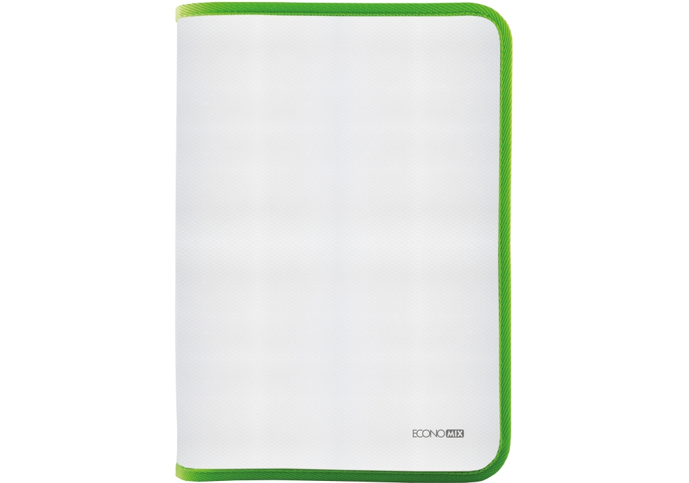 Папка-пенал на блискавці А4 прозора з фактурою «тканина», салатова, ТМ Economix