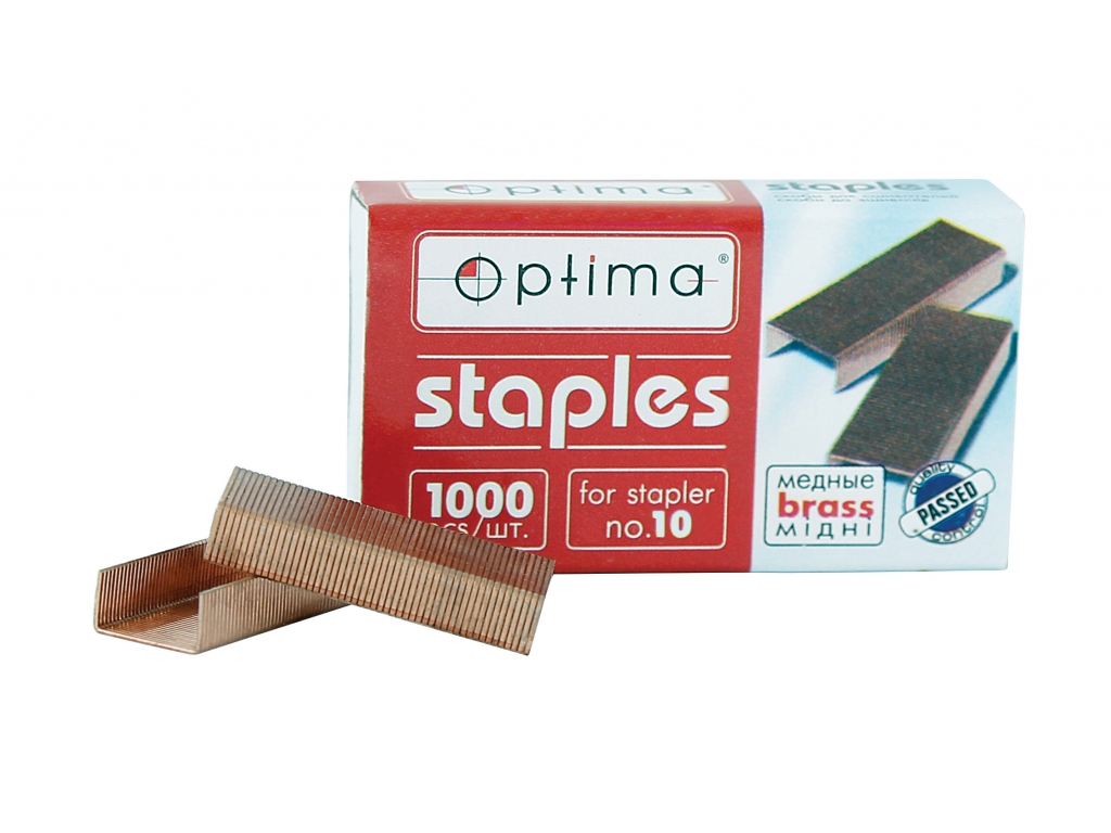 Скоби мідні № 10, 1000 шт в упаковці, ТМ Optima
