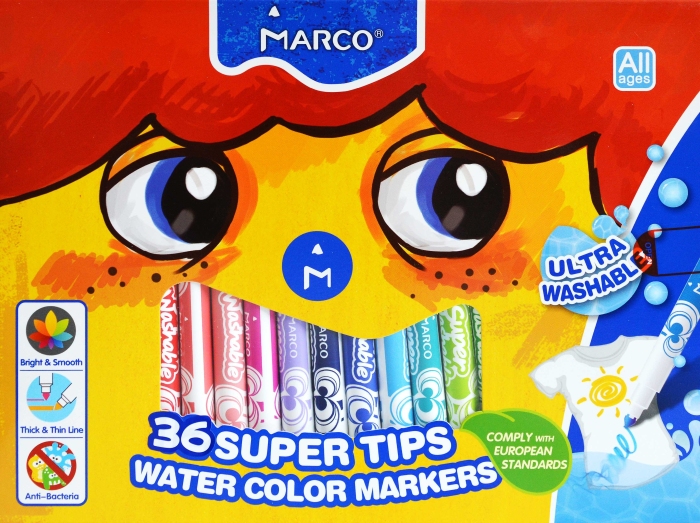 Фломастери «Super Washable» на 36 кольорів, ТМ Marco