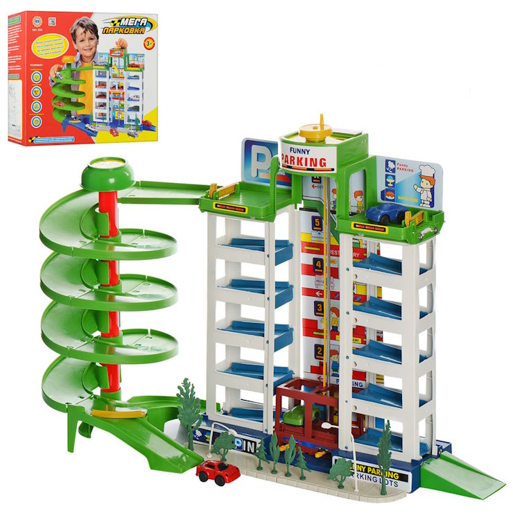 Паркінг на 6 поверхів, 4 автомобілі в асортименті, в коробці 39,5х34,5х10 см