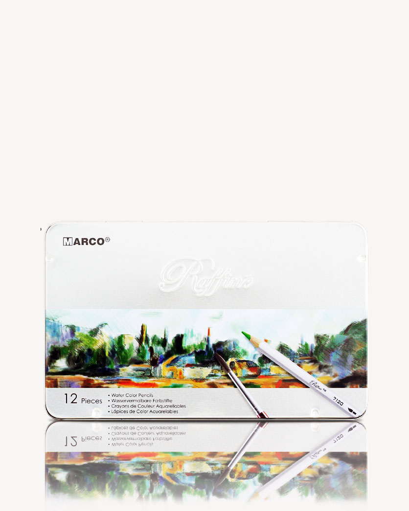 Олівці «Reffine» акварельні на 12 кольорів у металевій упаковці, ТМ Marco