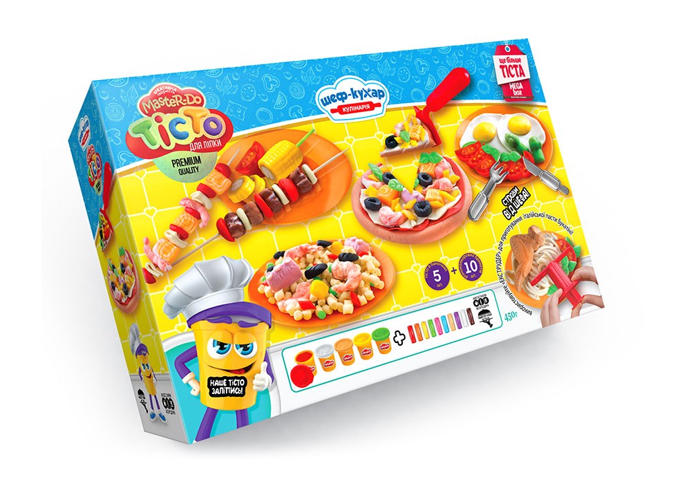 Набір тіста для ліплення Master Do «Шеф кухар.Піца» на 15 кольорів з аксесуарами, у коробці 34,5х22,5х8,5 см, ТМ Данко Тойс