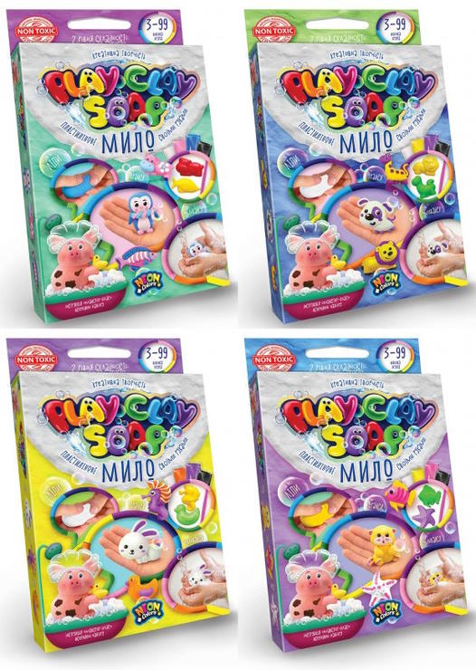 Набір пластилінового мила «PLAY CLAY SOAP» малий, у коробці 9х2,5х13,5 см, ТМ Данко Тойс