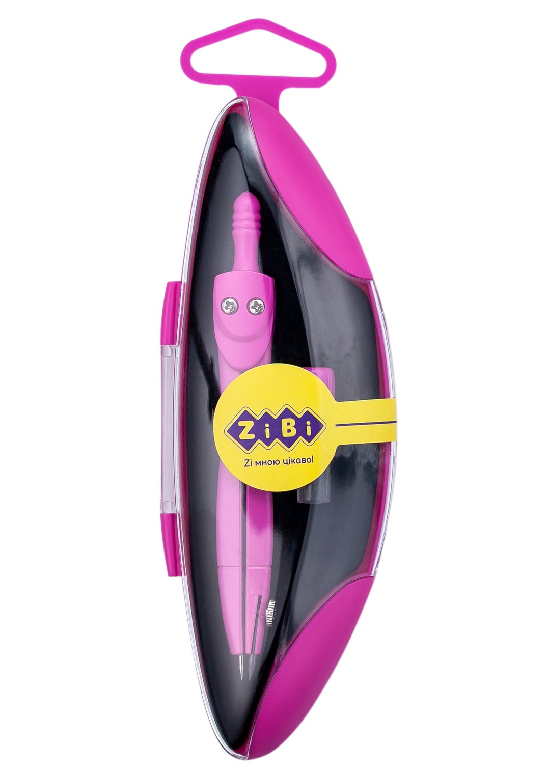 Циркуль «KIDS Line START» у пластиковому футлярі з запасним грифелем, рожевий, неоновий, ТМ ZiBi