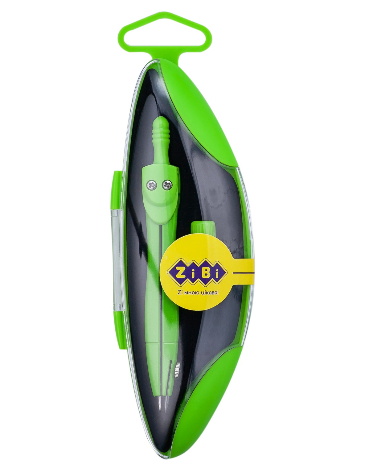 Циркуль «KIDS Line START» у пластиковому футлярі з запасним грифелем, салатовий, неоновий, ТМ ZiBi