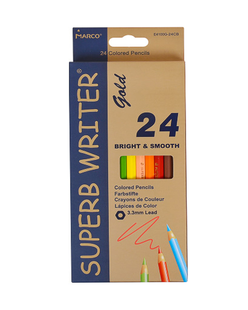 Олівці «Superb Writer Gold» шестигранні на 24 кольори, TM Marco