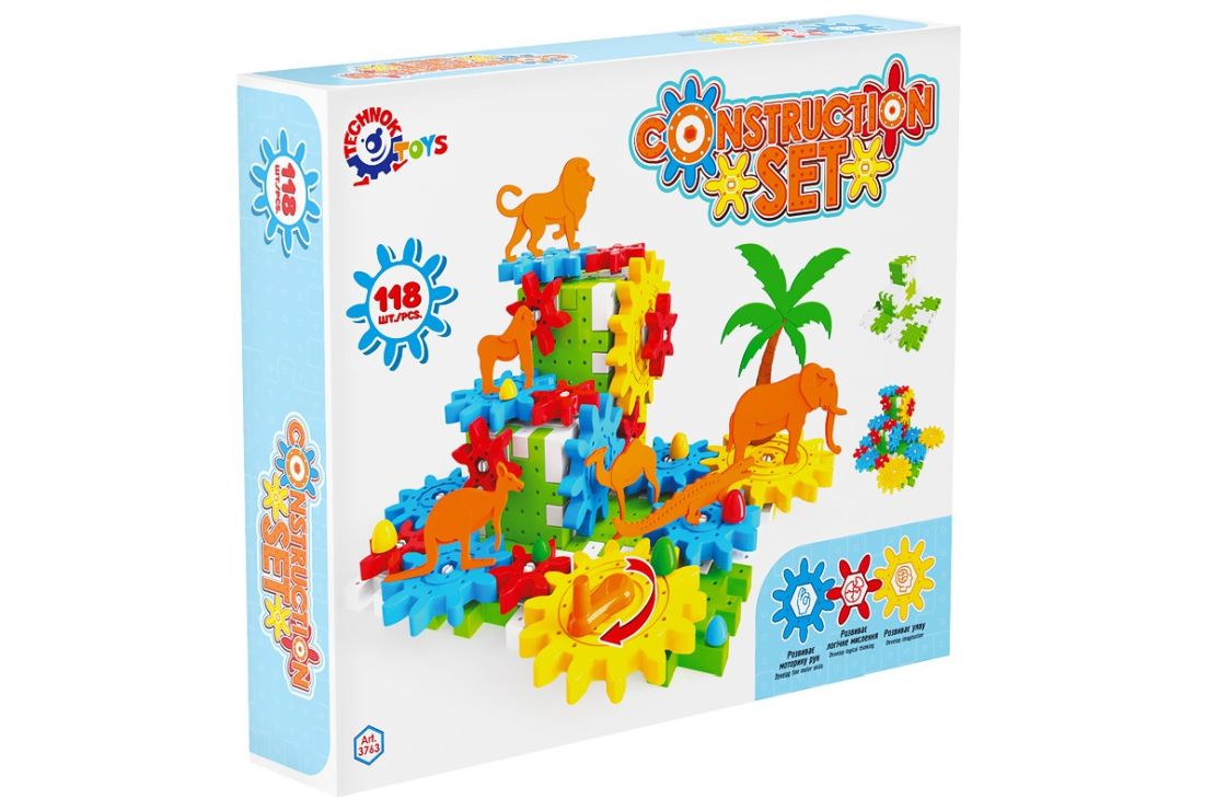 Конструктор шарнірний на 118 деталей, у коробці 39х32х7,5 см, ТМ Технок