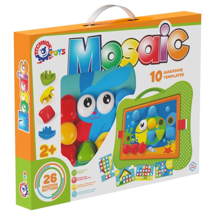 Мозаїка з 10 шаблонів та 26 кнопок у коробці 37,5х29х5 см, ТМ Технок